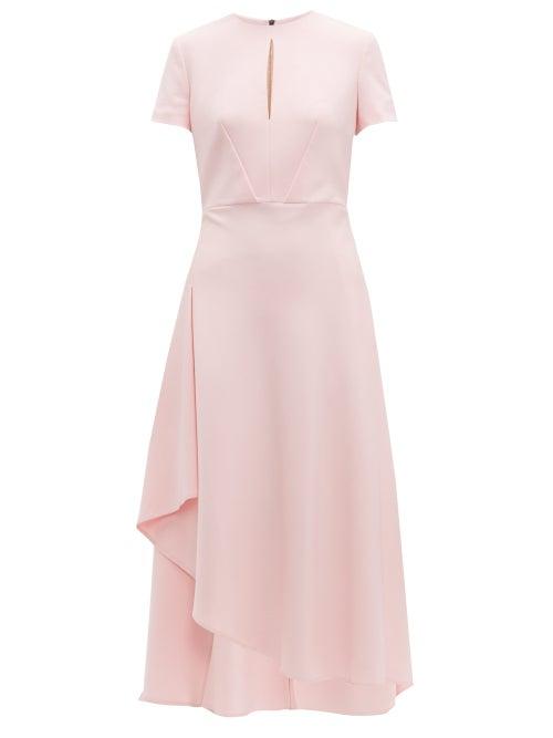 Matchesfashion.com Roland Mouret - Ardmore Panelle Asymmetric Crepe Midi Dress - Womens - Light Pink