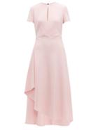 Matchesfashion.com Roland Mouret - Ardmore Panelle Asymmetric Crepe Midi Dress - Womens - Light Pink