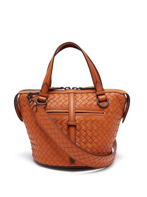 Matchesfashion.com Bottega Veneta - Tambura Small Intrecciato Leather Bag - Womens - Orange