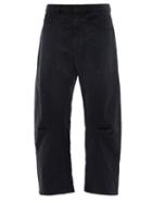 Ladies Rtw Nili Lotan - Shon Cotton-blend Barrel-leg Trousers - Womens - Navy