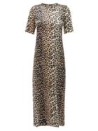 Matchesfashion.com Ganni - Leopard-print Satin Midi Dress - Womens - Leopard