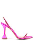 Matchesfashion.com Amina Muaddi - Jade Gem-embellished Satin Sandals - Womens - Pink