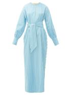 Matchesfashion.com Evi Grintela - Heather Striped Cotton Kaftan Dress - Womens - Blue Stripe