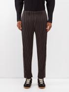 Homme Pliss Issey Miyake - Tweed Pleats Suit Trousers - Mens - Black Stripe