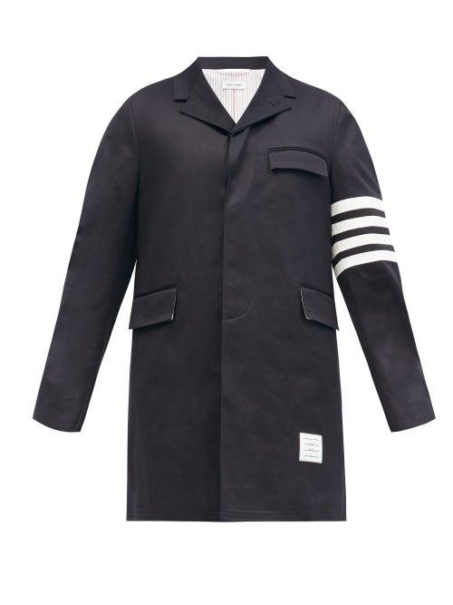 Matchesfashion.com Thom Browne - Four-bar Cotton-twill Overcoat - Mens - Navy