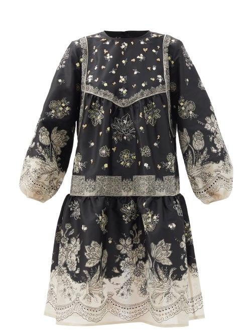 Matchesfashion.com Biyan - Azrila Embroidered-organza Silk-blend Dress - Womens - Black