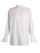 Valentino Fluted-cuff Striped Poplin Shirt