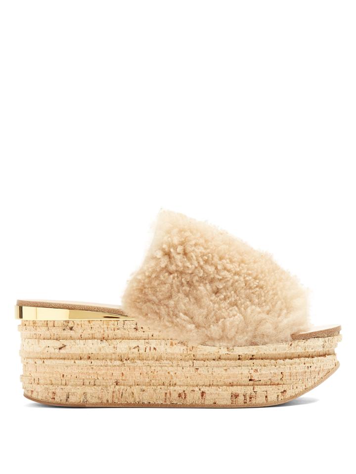 Chloé Camillie Shearling Wedge Slides