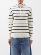 Raey - Boiled-cashmere Striped Knit Hoodie - Womens - Ivory Multi