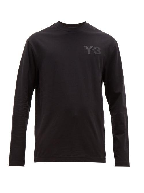Matchesfashion.com Y-3 - Logo Appliqu Long Sleeved Cotton T Shirt - Mens - Black