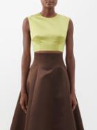 Emilia Wickstead - Cutout Back Satin Cropped Top - Womens - Chartreuse