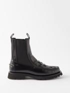 Hereu - Alda Woven-vamp Leather Boots - Womens - Black