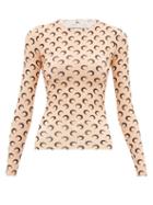 Matchesfashion.com Marine Serre - Crescent Moon Print Stretch Jersey Top - Womens - Beige