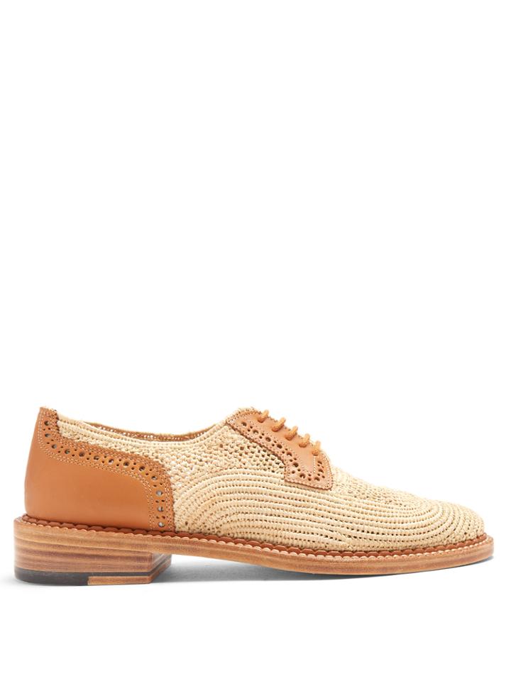 Robert Clergerie Jeanine Lace-up Raffia Shoes