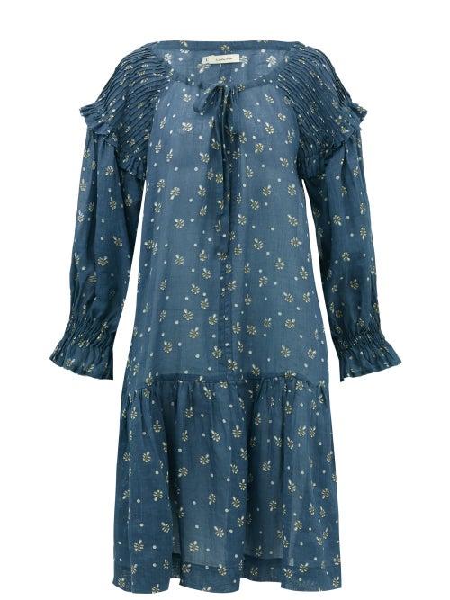 Matchesfashion.com Innika Choo - Justine Taiym Floral-print Cotton Mini Dress - Womens - Blue Print