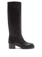 Matchesfashion.com Valentino Garavani - V-logo Strap Knee-high Leather Boots - Womens - Black