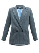 Matchesfashion.com Ganni - Prince Of Wales Check Double Breasted Blazer - Womens - Grey