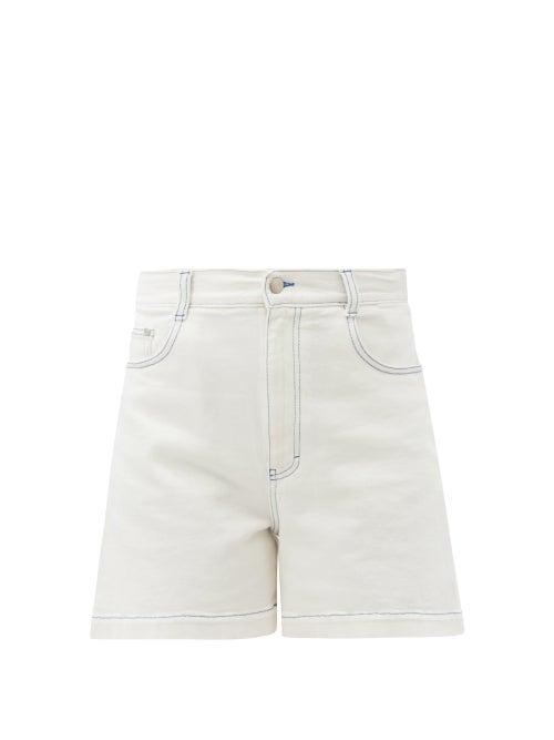 Matchesfashion.com Stella Mccartney - Logo-embroidered Denim Shorts - Womens - White