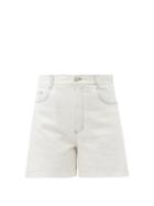 Matchesfashion.com Stella Mccartney - Logo-embroidered Denim Shorts - Womens - White