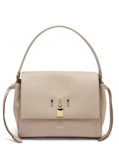 Tom Ford - Padlock Medium Grained-leather Shoulder Bag - Womens - Beige