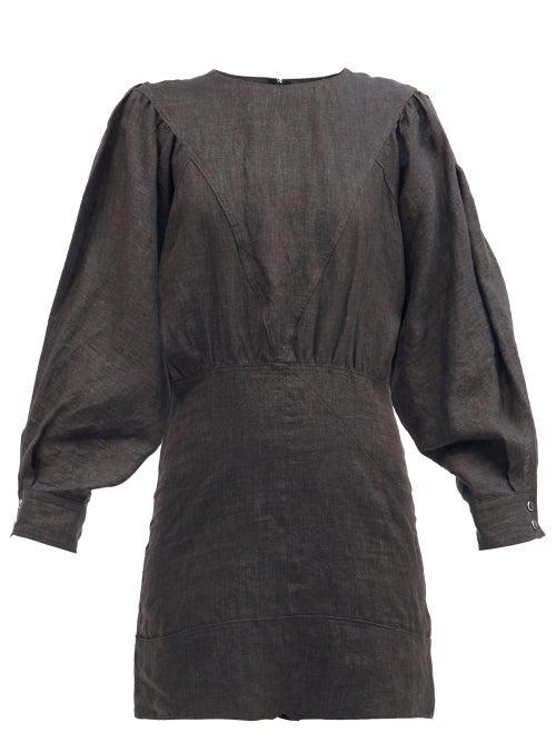 Matchesfashion.com Isabel Marant Toile - Nuevo Panelled Linen Mini Dress - Womens - Black
