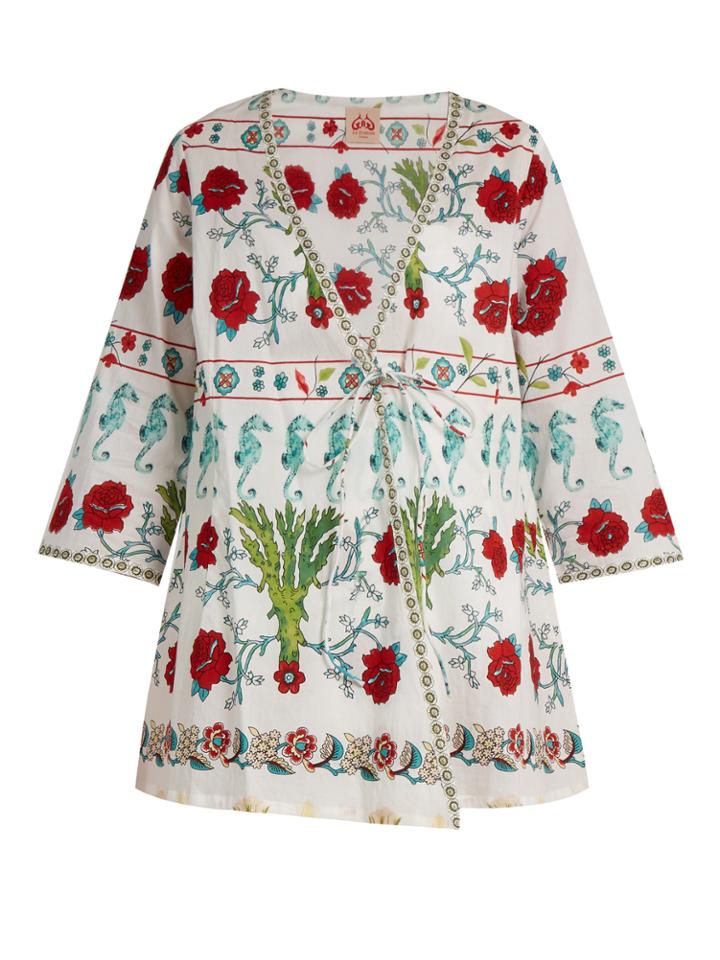 Le Sirenuse, Positano Garden-print Cotton Kimono Top