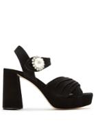 Miu Miu Embellished Suede Block-heel Platform Sandals