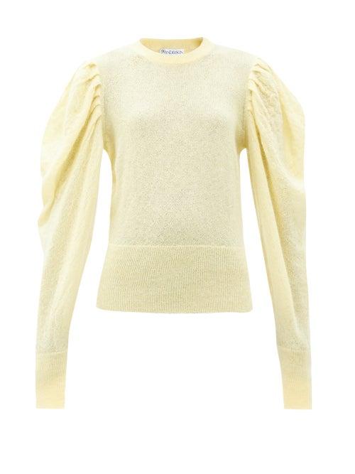Matchesfashion.com Jw Anderson - Balloon-sleeve Mohair-blend Sweater - Womens - Light Yellow
