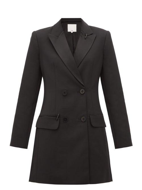 Matchesfashion.com Tibi - Stapled Crpe Tuxedo Mini Dress - Womens - Black
