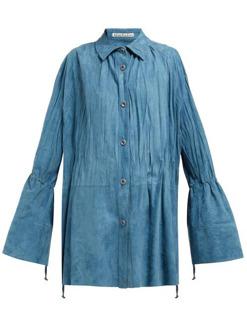 Matchesfashion.com Acne Studios - Lucia Oversized Suede Shirt - Womens - Blue
