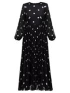 Matchesfashion.com Zimmermann - Sunray Polka Dot Print Pleated Dress - Womens - Black White