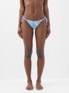 Pucci - Marmo-print Side-tie Bikini Briefs - Womens - Blue Print