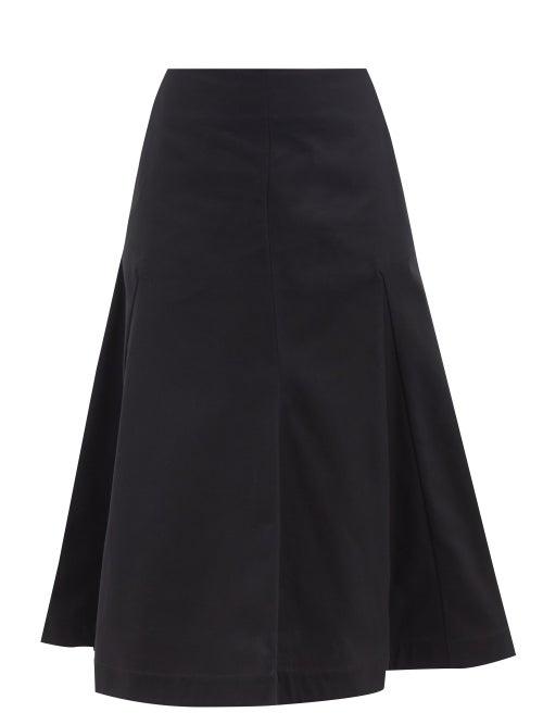 Jil Sander - Flared Cotton-gabardine Midi Skirt - Womens - Navy