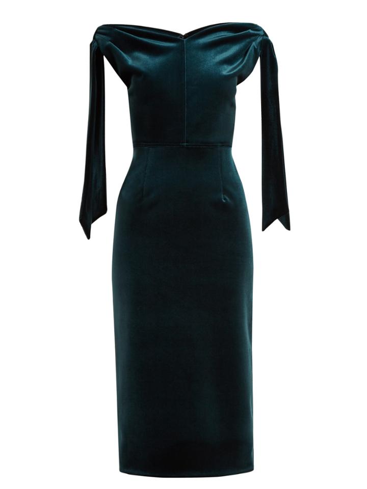 Emilio De La Morena Belle Off-the-shoulder Velvet Dress