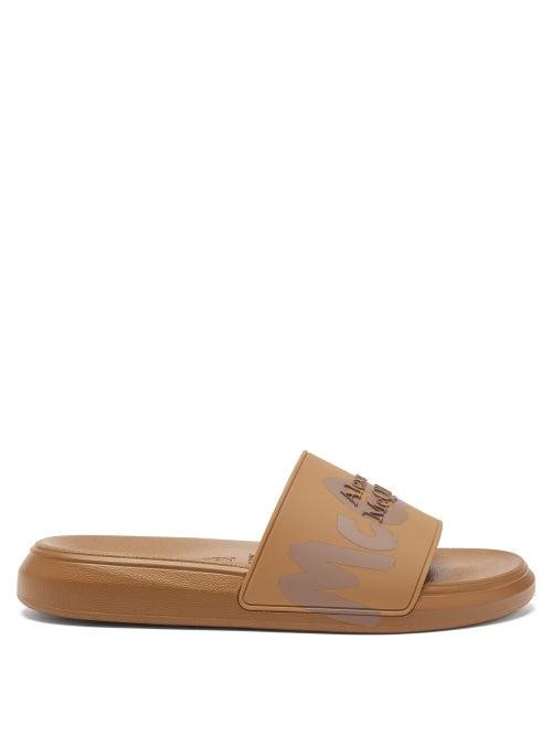 Alexander Mcqueen - Graffiti-print Rubber Slides - Mens - Brown