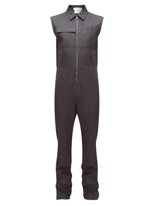 Matchesfashion.com Bottega Veneta - Sleeveless Cotton Grain De Poudre Jumpsuit - Mens - Black