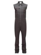 Matchesfashion.com Bottega Veneta - Sleeveless Cotton Grain De Poudre Jumpsuit - Mens - Black