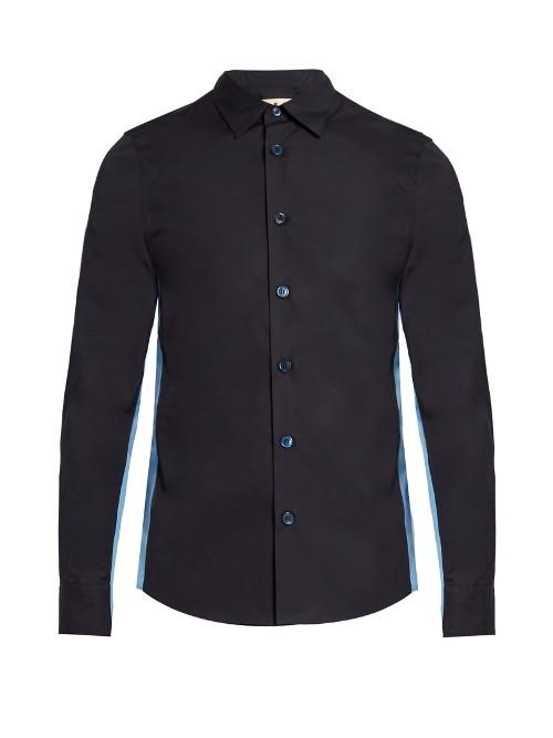 Marni Contrast-panel Cotton-poplin Shirt
