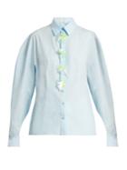 Delpozo Floral-embellished Point-collar Shirt