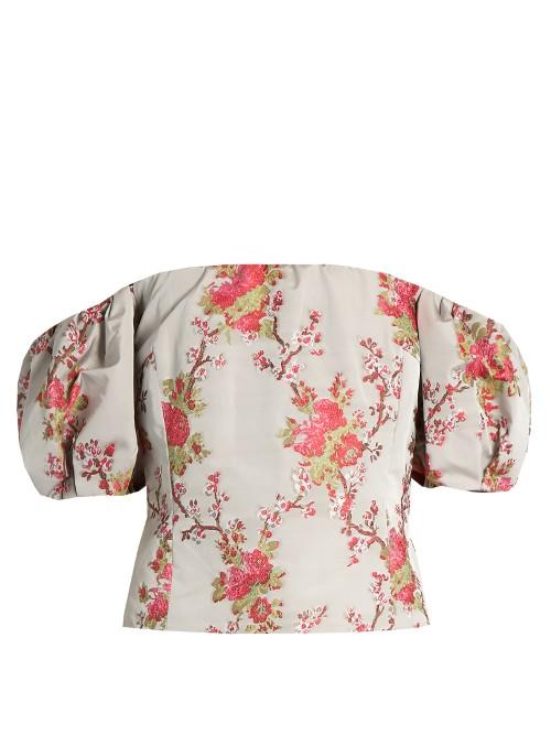 Brock Collection Boile Off-the-shoulder Floral-jacquard Top