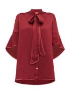 Matchesfashion.com F.r.s - For Restless Sleepers - Diana Pussy Bow Hammered Satin Blouse - Womens - Burgundy