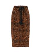 Matchesfashion.com Lisa Marie Fernandez - Yodit Drawstring Zebra-print Cotton Midi Skirt - Womens - Brown Print