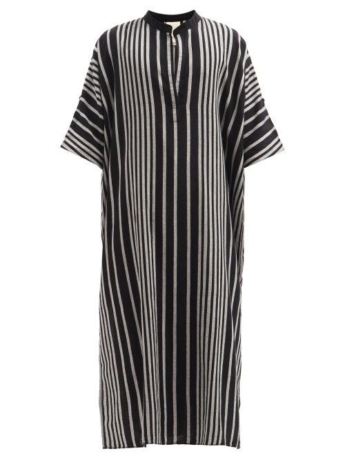 Matchesfashion.com Marrakshi Life - Striped Cotton-blend Kaftan - Mens - Black White