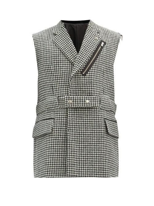 Matchesfashion.com Takahiromiyashita Thesoloist. - Houndstooth-check Wool-twill Sleeveless Blazer - Mens - Grey