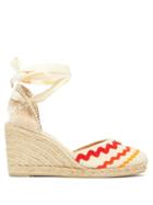 Matchesfashion.com Castaer - Craby 80 Striped Canvas And Jute Platform Wedges - Womens - Red White