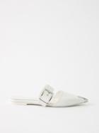 Alexander Mcqueen - Punk 5 Metal-toecap Leather Mules - Womens - White Silver