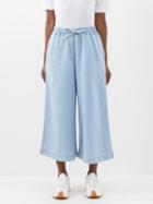 Loewe - Drawstring Waist Wide-leg Cropped Jeans - Womens - Denim