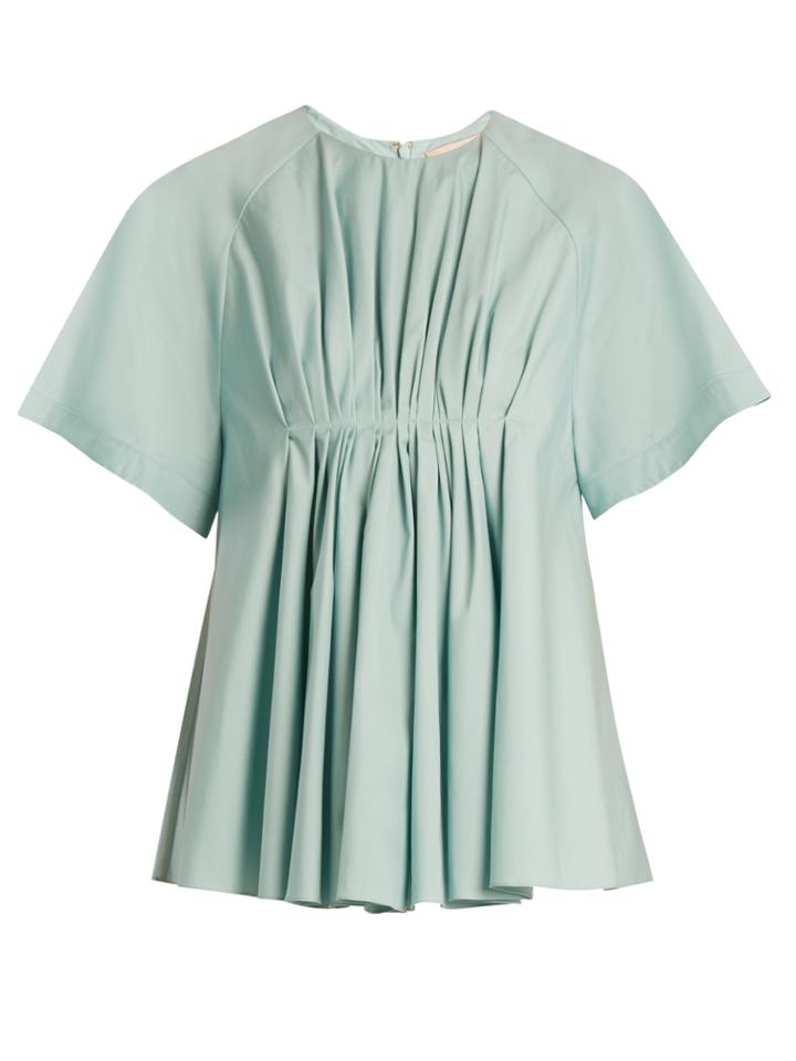 Roksanda Adanna Pleated Cotton-poplin Top