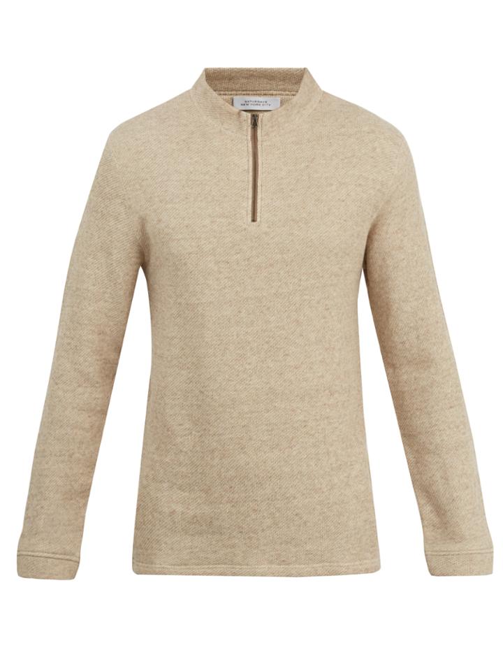 Saturdays Nyc Gavin Half-zip Cotton Sweater