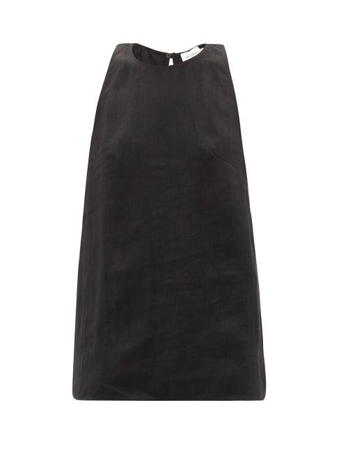 Three Graces London - Pia Racer-back Linen Tank Top - Womens - Black